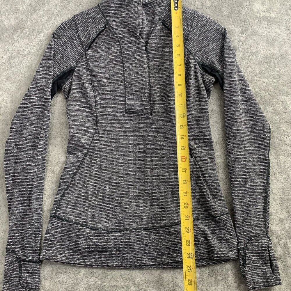 Lululemon Think Fast Pullover Women 4 Gray Herringbone 1/4 Sweatshirt Athleisure - Picture 2 of 7